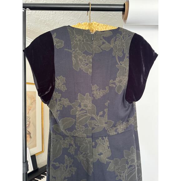 Etro Floral Wool Midi Sheath Dress with Velvet Sleeves - Picture 7 of 11